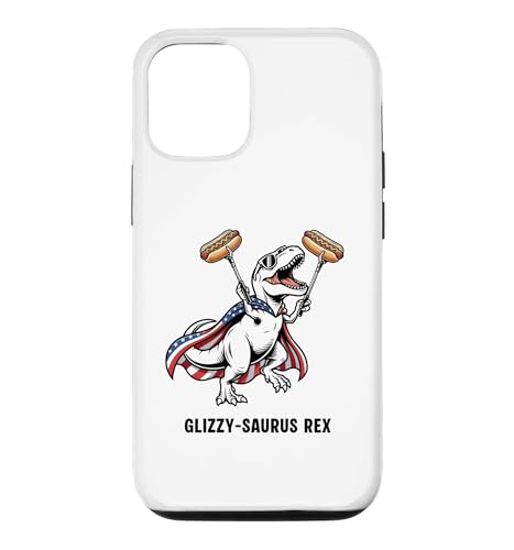 Funny T-Rex Glizzy-Saurus Rex Patriotic T-Rex USA �z�b�g�h�b�O �X�}�z�P�[�X iPhone 12/12 Pro �p