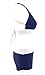 Zando Push Up Two Pieces Bikini with Boyshort Athletic V Neck Swimsuit Vintage Halter Back Swimwear Bathsuit for Women Flattering Navy Blue White XL (US 10-12)