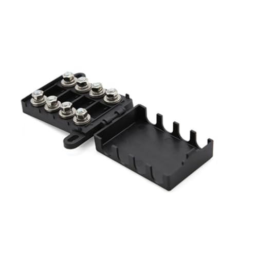 ELCOKITEX 4 Way Inline Fuse Holder with Cover, Bolt-Down Fuse Box for AMI/MIDI MINI ANL Fuses Applicated in Cars Trucks Vehicles CFH-MIANL-H4