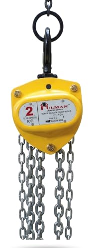 Image of PULMAN Chain Pulley Block 1 Ton | Hand Chain Hoist 1T 3 Meter Lift | Grade 80 Alloy Steel | Heavy Duty Manual Hoist for Workshop, Warehouse, Construction (Yellow)