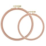 2 Stück Kreuzstich Rahmen, 2 Größen Einstellbar Stickerei Ring, Runder Stickrahmen aus Holz, Rund Stickrahmen Set für DIY Kreuzstich, Stickerei, Kunsthandwerk und Display