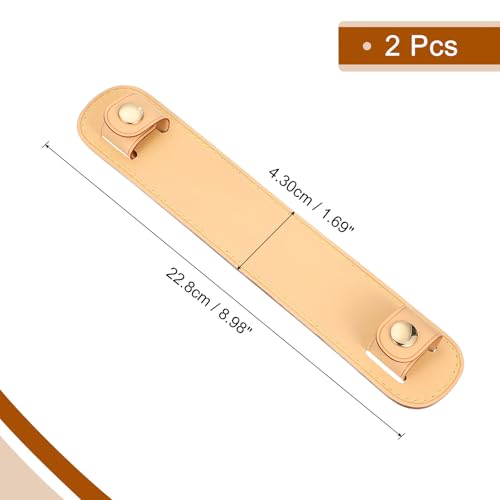Image of uxcell 2 Pcs 8.98x1.69 Inch Leather Shoulder Strap Pad, Detachable Non-Slip Strap Covers for Tote Bags Backpacks Handbags, Khaki
