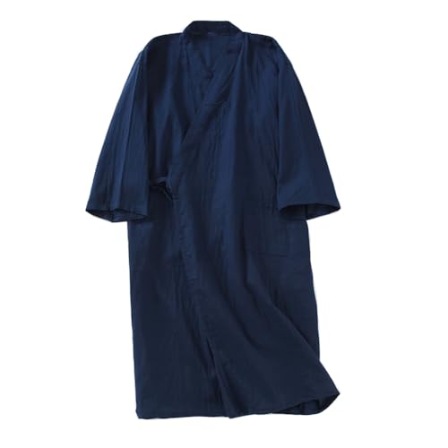 FANCYPUMPKIN Men's Japanese Style Robe Dressing Gown Kimono Cotton Pajamas Bathrobe