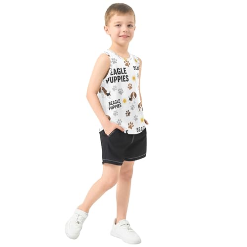J JOYSAY Cartoon Dog Paw White Boys Tank Top Sleeveless Muscle Shirts Quick Dry Workout Sport Active Kids T-Shirts 3-15T4