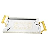 Cabilock Bandeja Metálica para Frutas y Postres con Asa Diseño Ligero y Superficie Lisa para Servir Snacks y Decorar Mesas Casa y Eventos