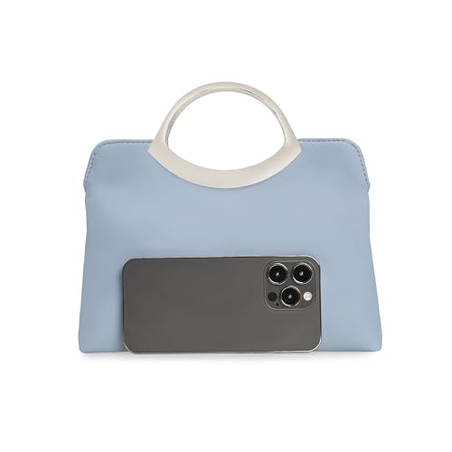 Image of IXEBELLA Stylish PU leather Small Prom Handbag Formal Women Party Clutch Dressy Wedding Purse (Powder Blue)