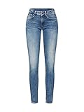 Dieser Skinnf Fit hat eine Mid Waist Ästhetik, Ein verstellbarer Bund hinten und Nähte verleihen der Midge-Jeans zusätzliche Details
