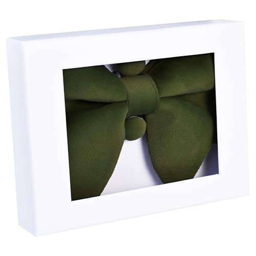 Image of GUSLESON Mens Solid Plaid Velvet Pre-tied Adjustable Bow Tie and Pocket Square Cufflink Set with Gift Box