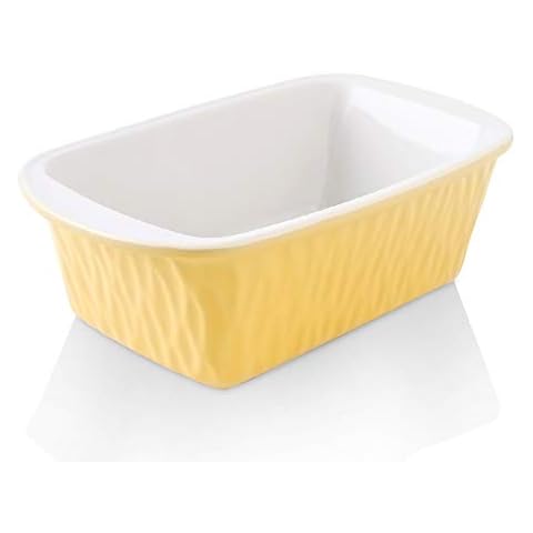 KOOV Ceramic Loaf Pan for Baking Bread, 9 x 5 inch Bread Pan, Rectangular Bread Loaf Pan, Ceramic Bakeware for Cooking, Home Kitchen, Bread Baking Pan Texture Series (Yellow) Cover