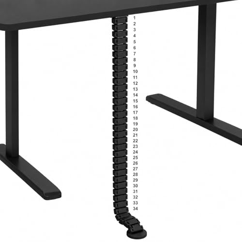 Image of Cable Management Kit, Adjustable Quad Entry Flexible Spine Wire Organiser, Desk Cord Snake System for Home Office, Computer, TV and Workstation (34 Cord Snake - Black)