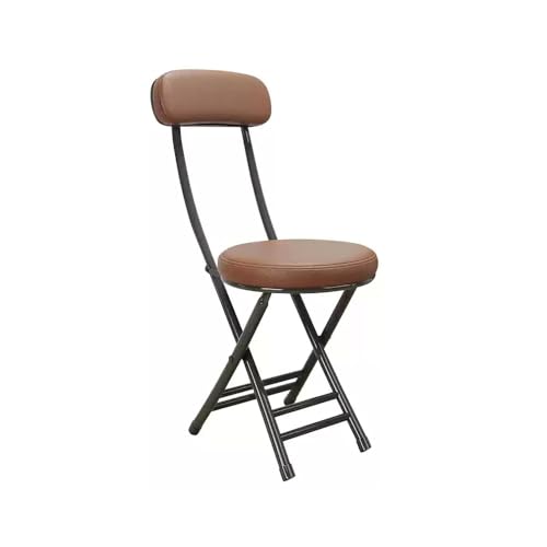 Portable Folding Dining Chair with Backrest, Padded Round Bar Stool,