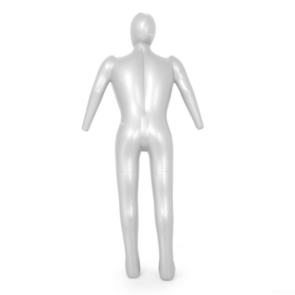 Manichino gonfiabile maschio a corpo intero, in PVC, argento, alla moda, 168 cm, per vetrina, negozio sartoriale, mostra di abbigliamento