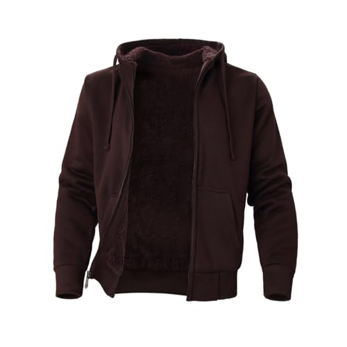 Image of TanBridge Plaid Flannel Hoodie Sherpa Fleece Lined Shirt Jacket Cotton Hoodies Zip Up Winter Warm Coat