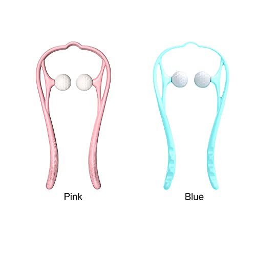 Gezichta Manual Neck Massager, Alleviate Fatigue Neck Massager Dual Pressure Trigger Point Massage Tool For Neck Pain Relief Shoulder 360 Degrees Rotation Pain Relief(Pink), Free Size #TOP7