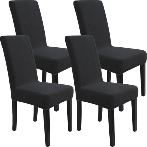 YSTELLAA Elásticas Fundas Sillas De Comedor Pack 4, Negro