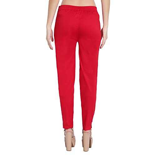 Image of BLUE STAR SHARK Stretchable Cotton Lycra Cigarette Pants | Versatile and Stylish Women's Pants | Comfortable Slim Jeggings | Ankle Length Straight Trousers for Office, Formal, Casual Wear