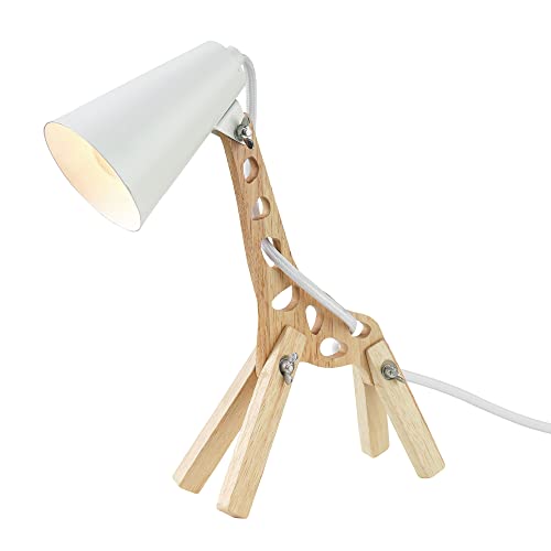 Image of GLOBE Electric 52210 Gigi Giraffe 11 inch Wooden Novelty Lamp, White Shade, in-Line On /Off Rocker Switch