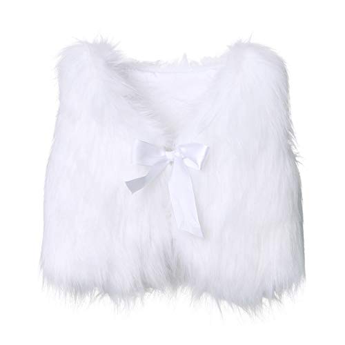 Bamboogrow Newborn Toddler Baby Girl Faux Fur Vest Coat Gilet Winter Warm Outwear Waistcoat (White, 6-12 Months)