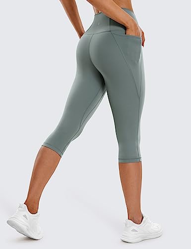 Image of CRZ YOGA Womens Butterluxe Workout Capri Leggings with Pockets 17 Inches - High Waisted Crop Gym Yoga Pants Buttery Soft