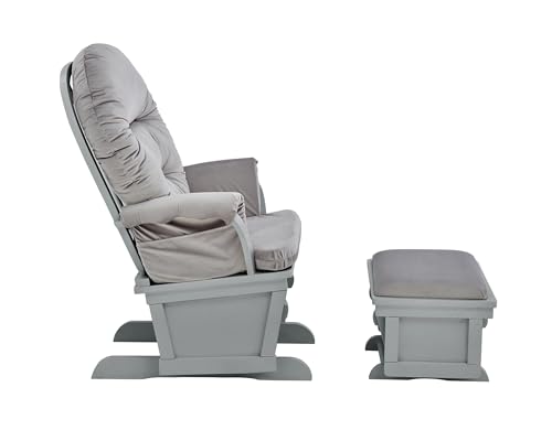 Image of Suite Bebe Madison Nursery Rocking Chair with Ottoman, Wooden Glider for Baby Nursing, Smooth Gliding Rocker, Grey and Light Grey