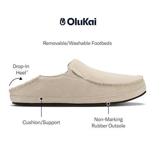 Image of OLUKAI Nohea Slipper, Women's Slip-On Shoes, Genuine Shearling & Premium Nubuck Leather, Drop-In Heel Design, Cozy & Ultra-Soft Comfort Fit