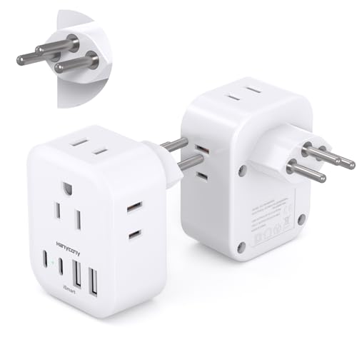 Switzerland Travel Plug Adapter 2 Pack HANYCONY Type J Switzerland Power Adapter with 4 Outlets 4 USB (2 USB-C) Swiss Plug for US to Switzerland Rwanda Jordan Liechtenstein Madagascar