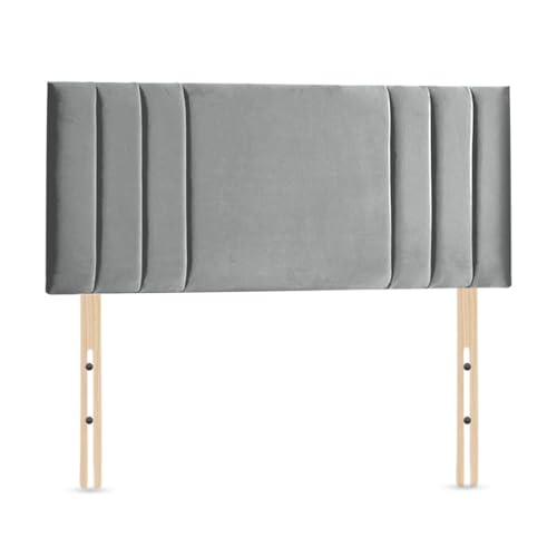Elixir Furniture RIO 3 Divan Bed Headboard – 3ft Single | 20-Inch Tall Upholstered Headboard | Plush Velvet in Silver | Elegant Padded Design (Silver, 3ft Single Height-20inch)
