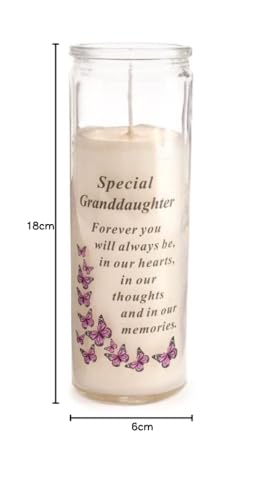 David Fischhoff - Special Granddaughter Glass Jar Memorial Wax Candle with Verse Graveside Grave Ornament - Image 2