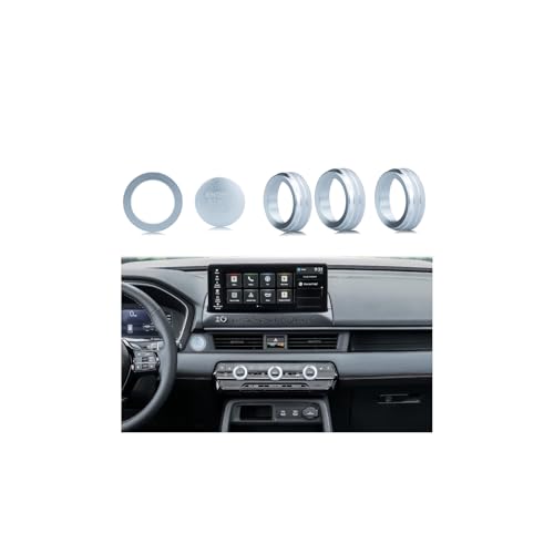 Image of for Honda 2026 Passport /2026 Pilot Interior Accessories, Aluminum Alloy one-Button Start Cover /Ring, air Conditioning knob, 5-piece Set (Silver)