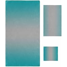 Towels for Bathroom Ombre Grey Teal Bath Towels Set of 3 Bathroom Decorative Towels Gradient Color Turquoise Aborbent Bath Towel Hand Towel Wash Cloths