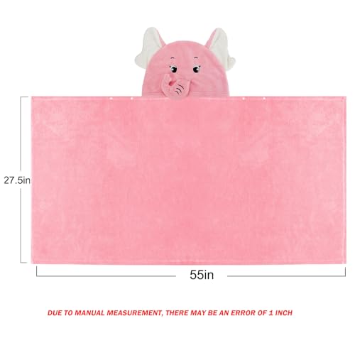 Image of ROMASA Baby Bath Towel Ultra Soft Hooded Towel Highly Absorbent Bathrobe Blanket Toddlers Shower Gifts for Boys Girls-27.5 inch x 55 inch (Pink Elephant)