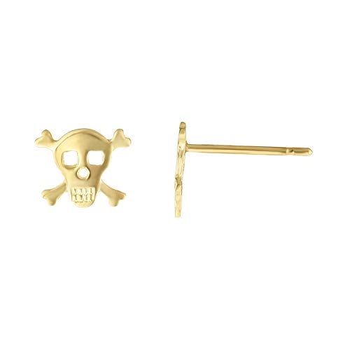 Floreo 14k Yellow Gold 6mm Skull Stud Earrings