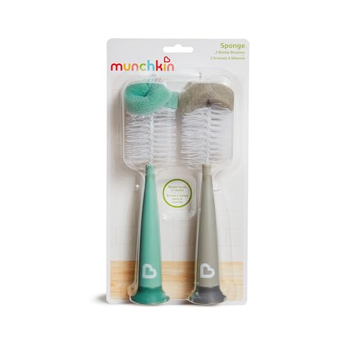 Munchkin Sponge Bottle Brush, 2 Pack, Grey