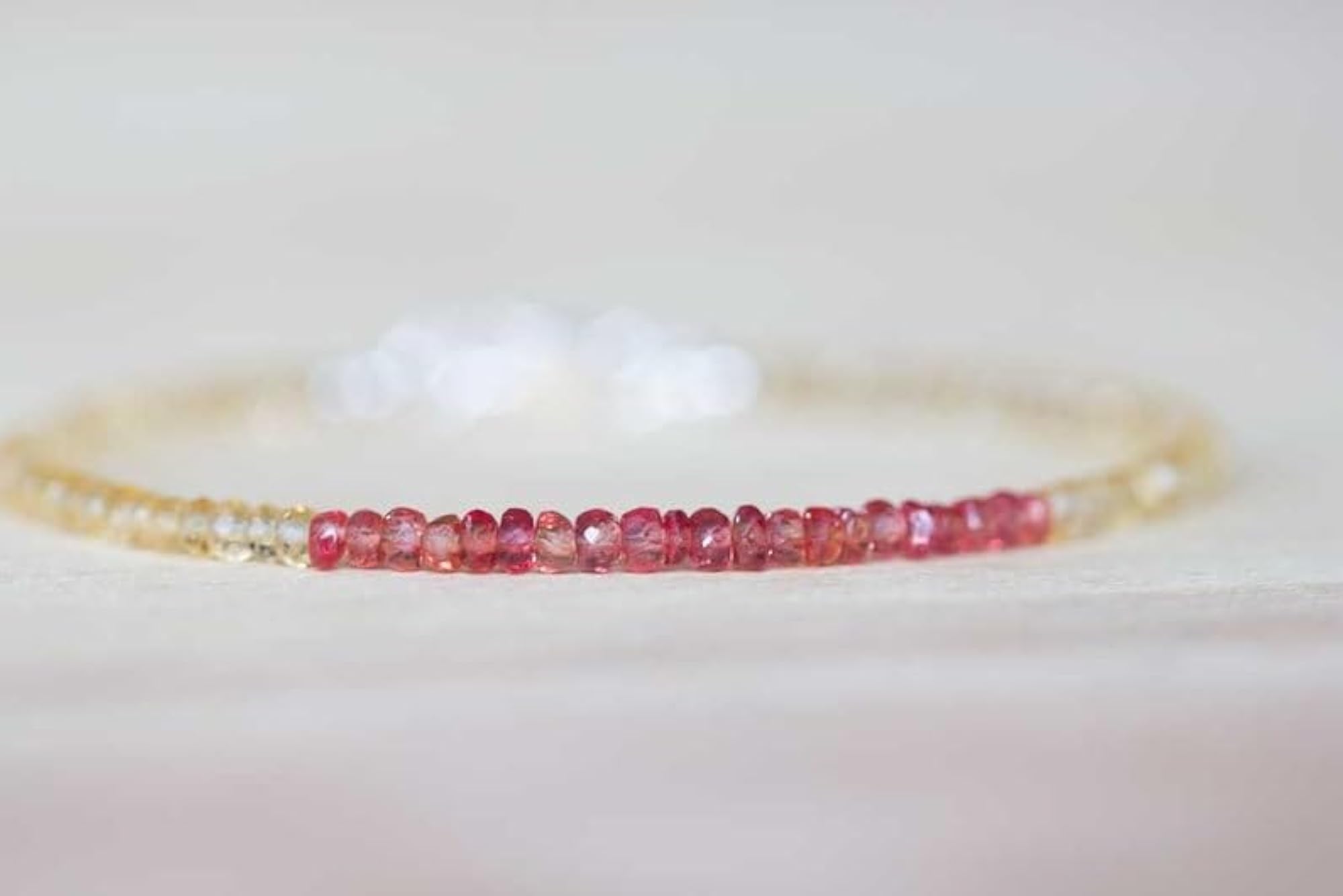 Padparadscha Sapphire & Citrine Bracelet, Unisex Adjustable Gift