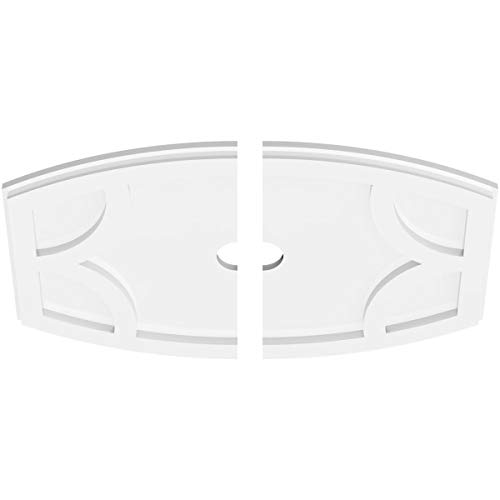 Image of Ekena Millwork CMP22X14KY2-02000 Kailey Architectural Grade PVC Contemporary, Two Piece Urethane Ceiling Medallions 22 inchW x 14 5 /8 inchH x 2 inchID x 11 3 /4 inchC x 1 inchP