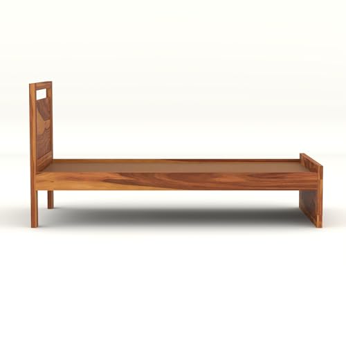 Image of Solid Sheesham Wooden Bed 6X4 Bed Single Bed Without Storage for Bedroom - Single Cot Wooden BedSingle Size for Living Room Guest Room - 12 Month Warranty (Theo Honey)