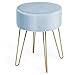 GIANTEX Sgabello in velluto rotondo, con gambe in metallo, moderno sgabello per camera da letto, soggiorno, spogliatoio (blu)