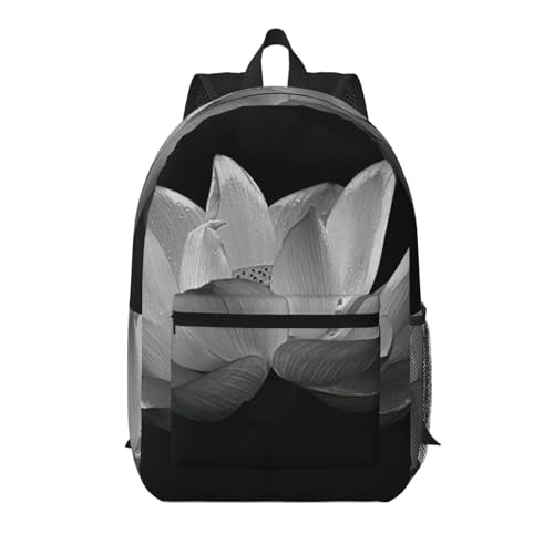 Sac à dos de voyage 43 cm noir et blanc avec poche de rangement imprimé fleuri tendance