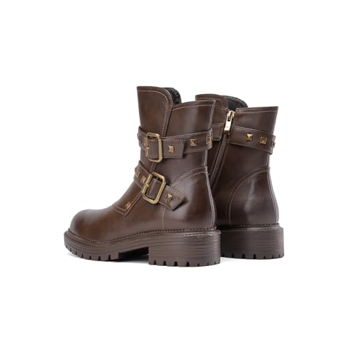 Tsrenlmln Women's Brown Lace up Fashion Combat Boots Ankle Booties for Women4