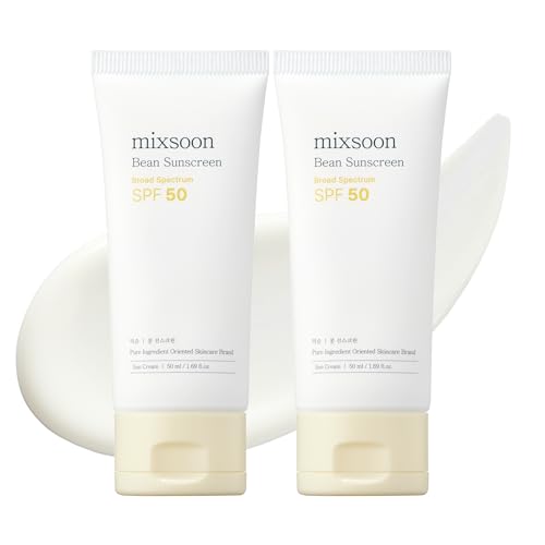 mixsoon Bean Sunscreen 1+1 Bundles-Lightweight Airy Texture SPF 50 Korean Sunscreen for Face No White Cast Non-Sticky Stocking Stuffers 100ml / 3.38 fl.oz. Korean Glass Skin Care