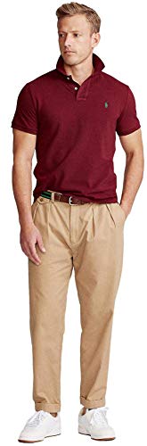 Image of POLO RALPH LAUREN Men Custom Fit Mesh Pony Logo Shirt (L, WineGreenPny)