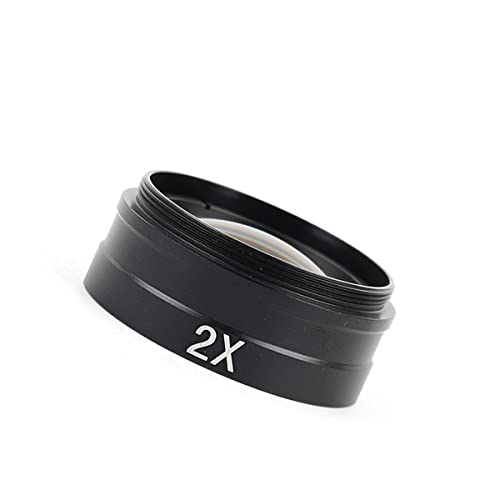 Microscopes Equipment 0.75X 0.5X 2.0X Barlow Auxiliary Objective Glass Lens for 300X 180X C Mount Lens Industry Video Digital Microscope Camera(2X)