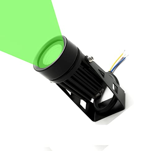 Partenopea® Proiettore Led Cob da esterno faretto orientabile fissaggio a parete luce per giardino, cespugli, statue, fontane, mura IP65 (Nero luce verde, 3.5w)