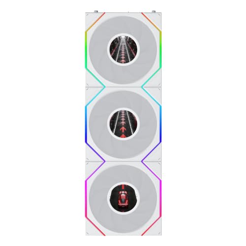 Image of Lian Li UNI Fan TL LCD Flex 120 ARGB PWM Fan, 3 Pack, (NOT Reverse) White