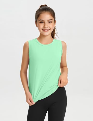 Image of JOCMIC Girls Tank Tops Quick Dry Athletic Sleeveless Shirts UPF50+ | Lightweight, Breathable, Sleeveless, Loose Fit, Crew Neck, Moisture Wicking, Stretchy, Soft, Tennis, Running