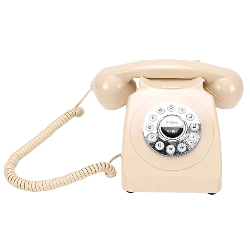 XUMIUZIY Teléfono Fijo Retro Bluetooth con Auricular y Altavoz, Teléfono de Escritorio con Cable Clásico, Llamadas Manos Libres, Reproducción de Música, Rellamada, Ajuste de Volum