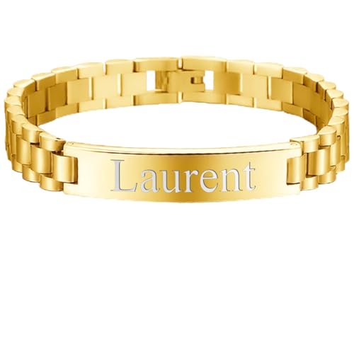 KDO MAGIC Bracelet personnalisé acier homme – prénom gravé – plusieurs couleurs – Gourmette personnalisable – Idée cadeau homme – Idée cadeau...
