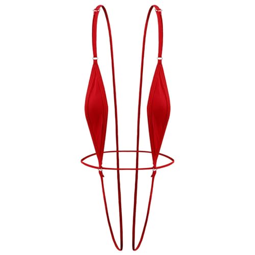 Women Sexy Lingerie One piece Extreme Micro Bikini Monokini Backless Slingshot Swimsuit Teddy Lingerie Red