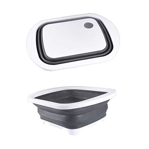 HAOXIANG Multifunción Tabla de Cortar, Plegable Tabla de Cortar de plástico, Ahorro de Espacio de Almacenamiento 3 en 1 Junta Cesta, de Cortar y rebanar para Camping, Picnic Barbacoa