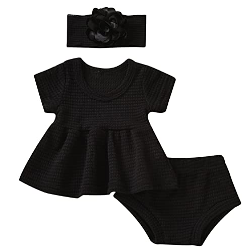Image of Unutiylo Preemie Newborn Baby Girl Clothes 0-18M Knitted Tunic Top Short Set Summer Outfits Premie Girls Clothing Set